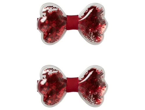 Name It hårspænde i rød med glitter sløjfe