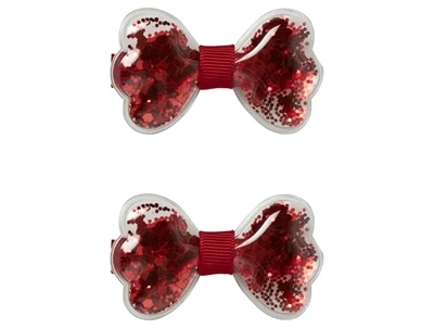 Name It hårspænde i rød med glitter sløjfe