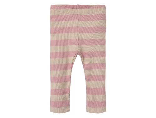 frontbillede af leggings med rosa og beige striber fra Name It