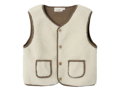 Lil\' Atelier teddyvest i turtledove med knapper og lommer