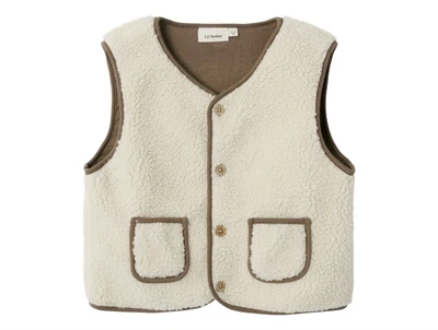 Lil' Atelier teddyvest i turtledove med knapper og lommer
