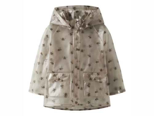 Lil\' Atelier regnjakke i råhvid nuance med bi-print og hætte