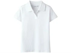 name it polo-shirt i hvid med ribstruktur og krave, set forfra