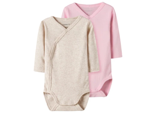 Name It body 2-pak i farverne parfait pink og peyote melange med wraplukning