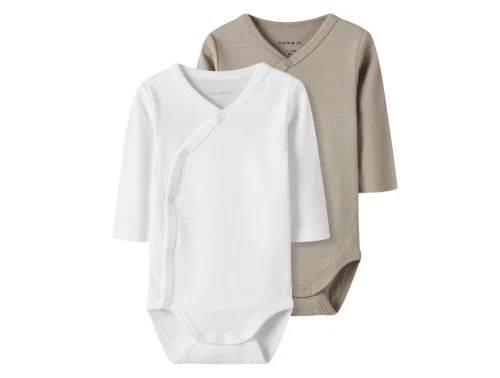 Name It body 2-pak i farverne pure cashmere og bright white med wraplukning