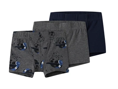 name it boxershorts i grå og mørkeblå nuancer med print
