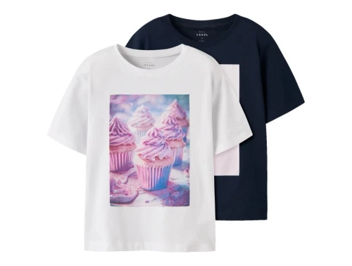 Name It t shirt i hvid 2 pak med print