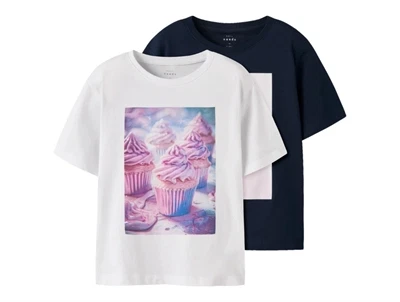 Name It t shirt i hvid 2 pak med print