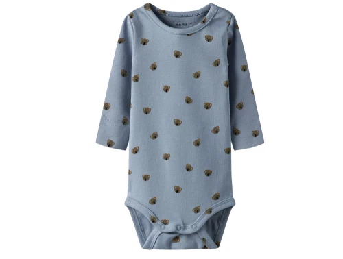 Name It body dusty blue med bamseprint