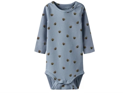 Name It body dusty blue med bamseprint