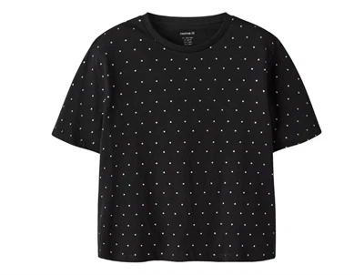Name It t-shirt black med glitterprikker