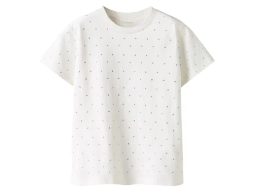 Name It t-shirt bright white med glitterprikker