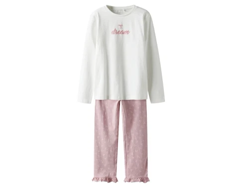 pyjamas fra Name It i hvid og lyserød med dream print