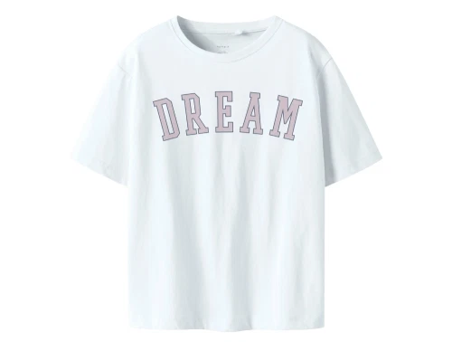 hvid t-shirt fra Name It med dream print på brystet