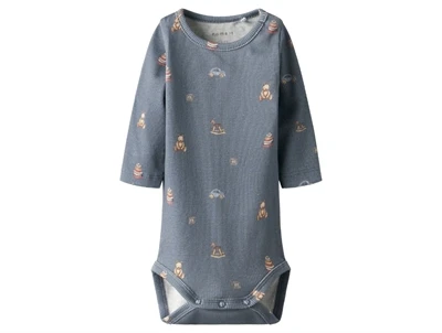Name It body blå flint stone i rib med legetøjsprint foran