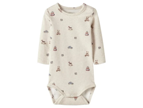 Name It body råhvid peyote melange i rib med legetøjsprint foran