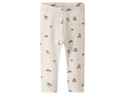 Name It leggings i råhvid nuance med legetøjsprint