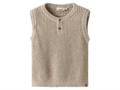Lil\' Atelier strikvest i oxford tan melange med knapper