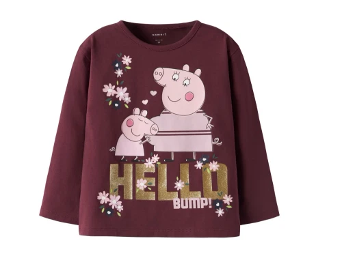 Name It Gurli Gris bluse burgundy med glimmer