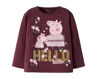 Name It Gurli Gris bluse burgundy med glimmer