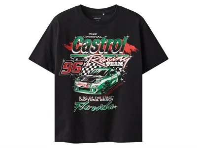 Name It t-shirt i sort med racerbilsprint på front