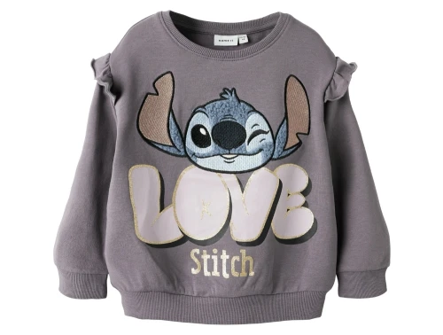 Name It Stitch sweatshirt lilla moonscape med broderet motiv forfra