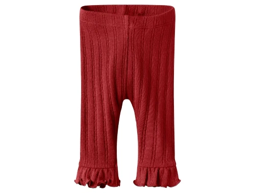 Lil\' Atelier leggings red dahlia til baby med rib og flæser