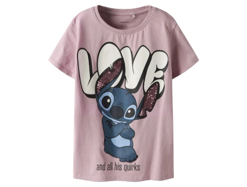 Name It t-shirt keepsake lilac med Stitch print