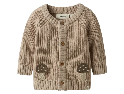 Lil\' Atelier baby cardigan i oxford tan med svampe