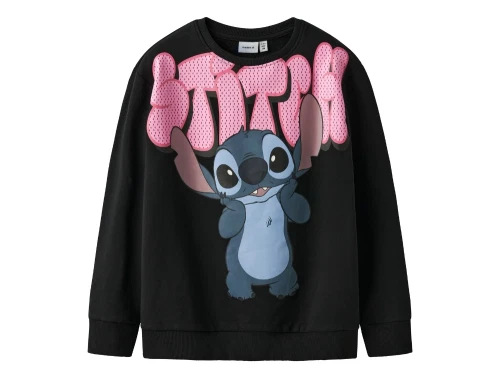 sweatshirt fra Name It i sort med stort stitch print foran