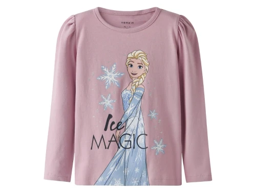Name It MINI bluse i rosa nuance med Elsa print og glimmerdetaljer