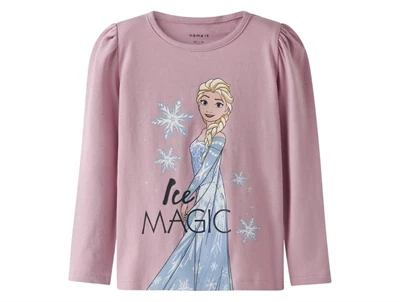 Name It MINI bluse i rosa nuance med Elsa print og glimmerdetaljer