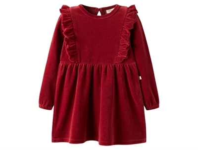 Lil\' Atelier kjole i red dahlia velour med flæser