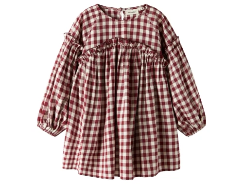 Lil\' Atelier kjole i red dahlia ternet med flæser