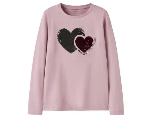 Name It bluse keepsake lilac med hjerte i pailletter