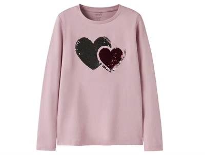Name It bluse keepsake lilac med hjerte i pailletter