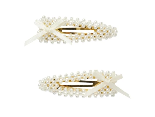 hårspænder i hvid fra Name It med perler og sløjfe