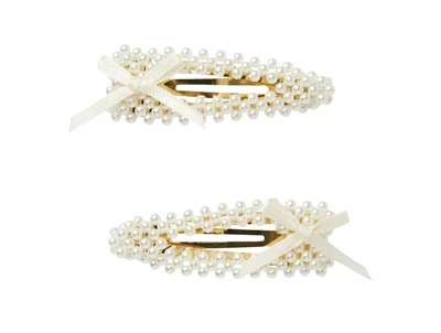 hårspænder i hvid fra Name It med perler og sløjfe