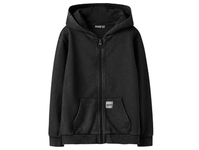 Name It sweatcardigan black med lynlås og hætte