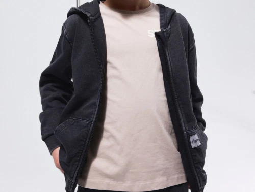 Name It sweatcardigan black med lynlås og hætte