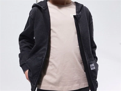 Name It sweatcardigan black med lynlås og hætte
