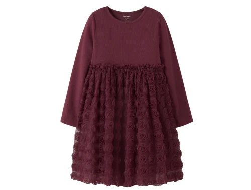 Name It kjole burgundy med rosendetaljer