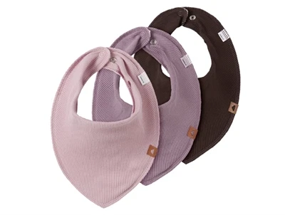 Name It Baby savlesmæk i burnished lilac, seal brown og toadstool med ribstruktur 3-pak