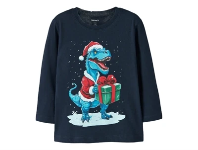 Name It bluse navy blazer med jule dino print