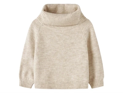 Name It striktrøje beige med høj krave forside