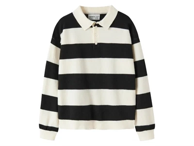 Name It strikpolo sort stribet forfra