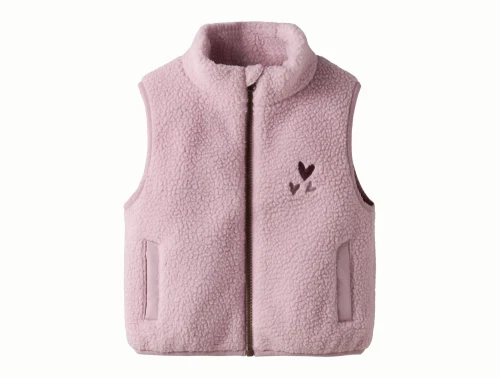 Name It teddyvest i rosa nuance med broderet hjerter