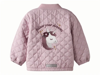 Name It quiltet jakke set bagfra med enhjørningbroderi