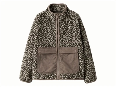 Name It fleecejakke i beige nuance med leopardprint  