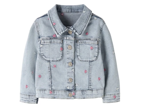 Name It denimjakke light blue bleached denim med hjerter